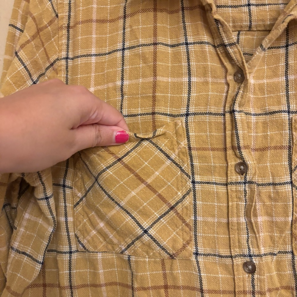 Universal Thread Yellow Plaid Button Down - image 6